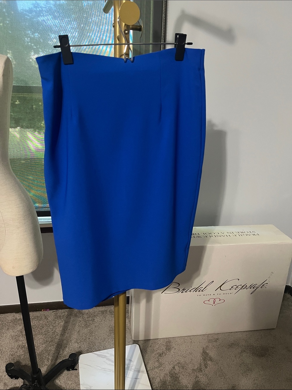 Allegra K Bold Blue Pencil Skirt
